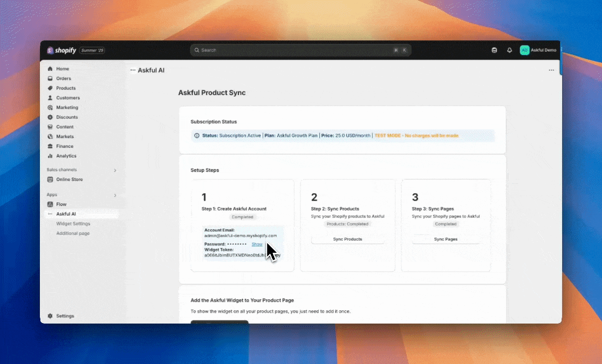 Adding Askful Widget to Shopify Theme